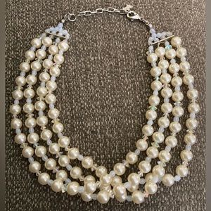 AGATHA 4 Strand, Faux Pearl & Faceted Crystal Necklace
